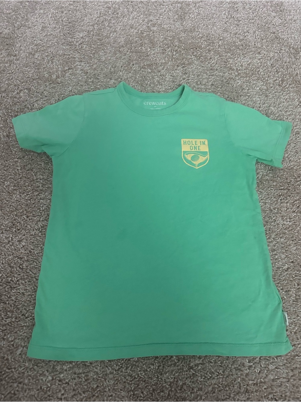 Crewcuts Green Golf ⛳️ Tee with Yellow 'Hole in One' Badge